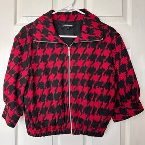 Express Red and Black Patterned Bomber Jacket